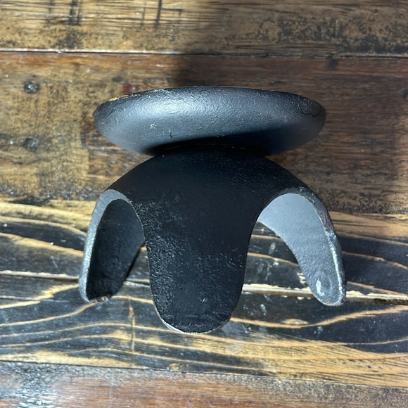 Heavy duty cast iron candle holder black.  Candle not included gold accents MCM - Picture 7 of 11